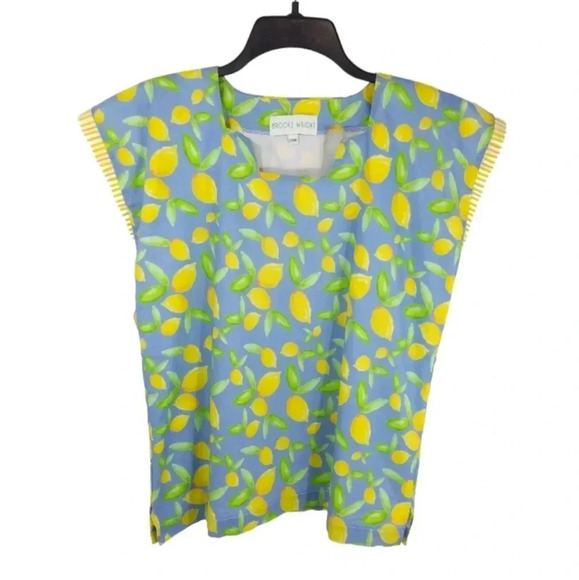 {Brooke Wright} Sleeveless Lemon Print Cotton Top Size XS - Picture 1 of 13